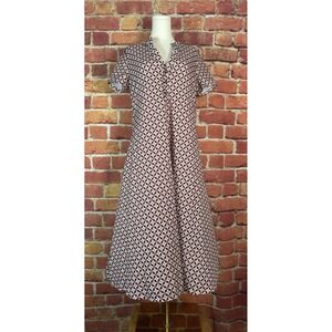 Emory Rose Midi Geometric V Neck 3 Button Front Dress Size Small New‎ NWT